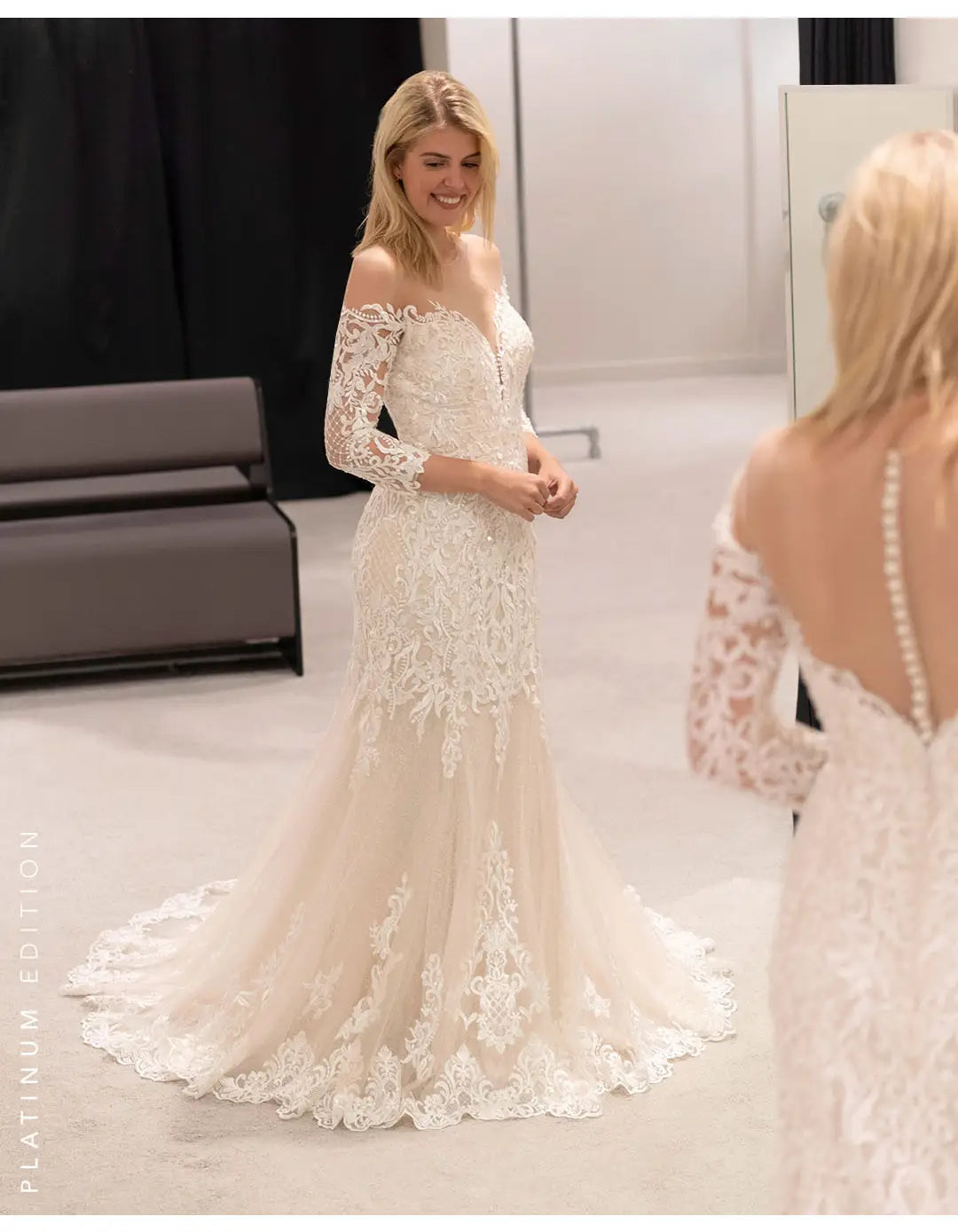 DingJiDress an off-the-shoulder gown with sleeves Wedding Dresses