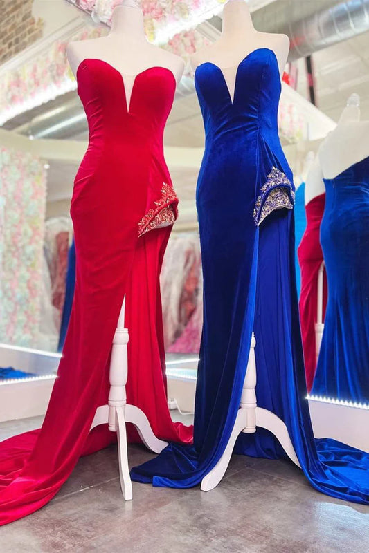 DingJiDress Prom Dresses New Arrival Velvet Sweetheart Mermaid With Slit
