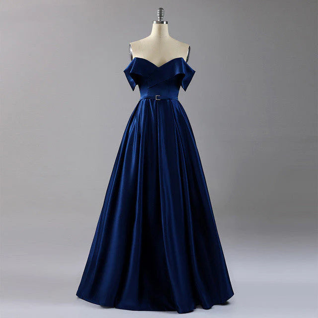 DingJiDress Evening Dresses Off the Shoulder High Split Satin Prom Dresses