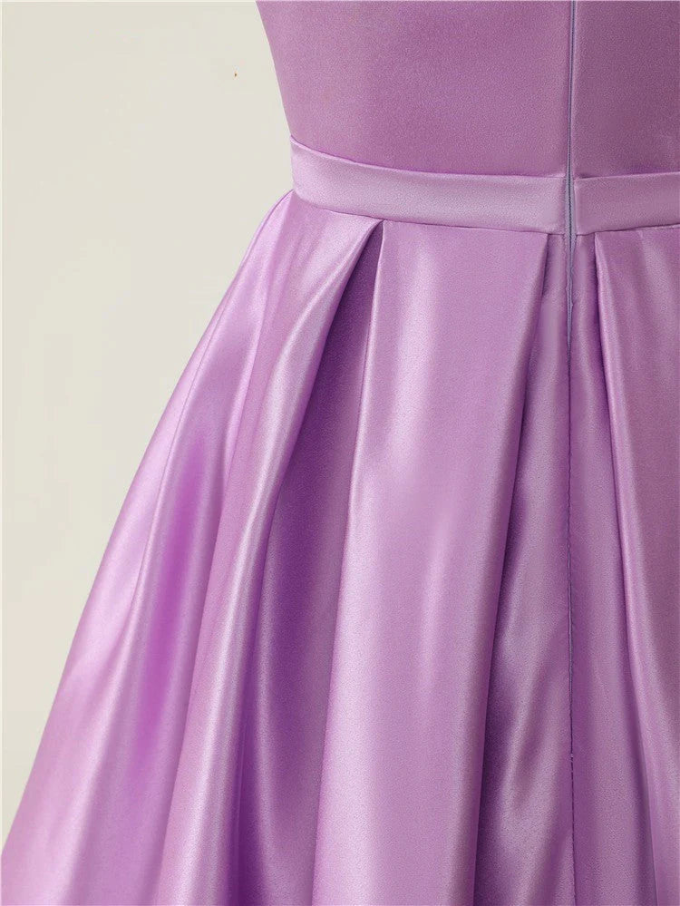 DingJiDress Evening Dresses Off the Shoulder High Split Satin Prom Dresses