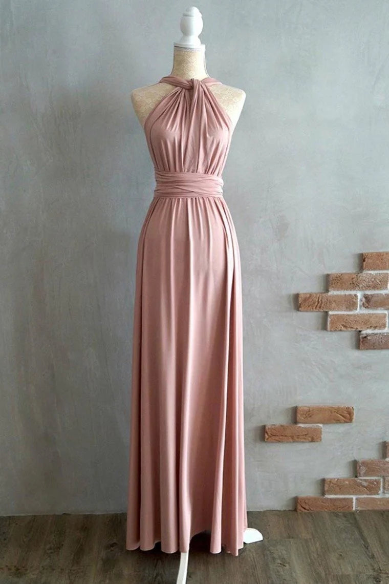 DingJiDress Open Back Pink Prom Dresses Bridesmaid Dresses Simple Elegant