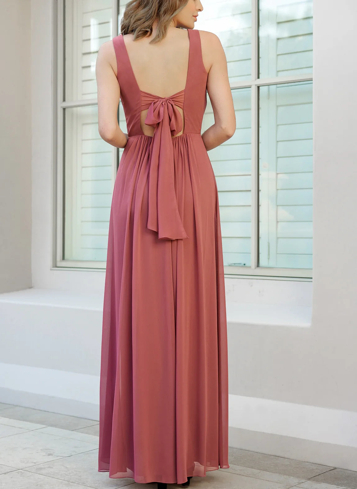 DingJiDress  A-Line/Princess V-Neck Floor-Length Long Bridesmaid Dresses