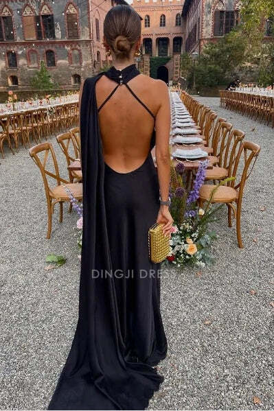 DingJiDress Formal Dress Sexy Sheath High Neck Sleeveless Backless Party Fashion Prom Dress