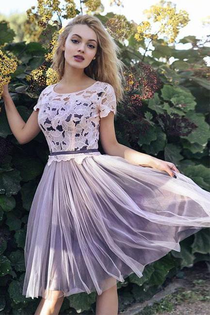 DingJiDress Cocktail Dresses Lace Homecoming Dresses A line Cheap Pink Short