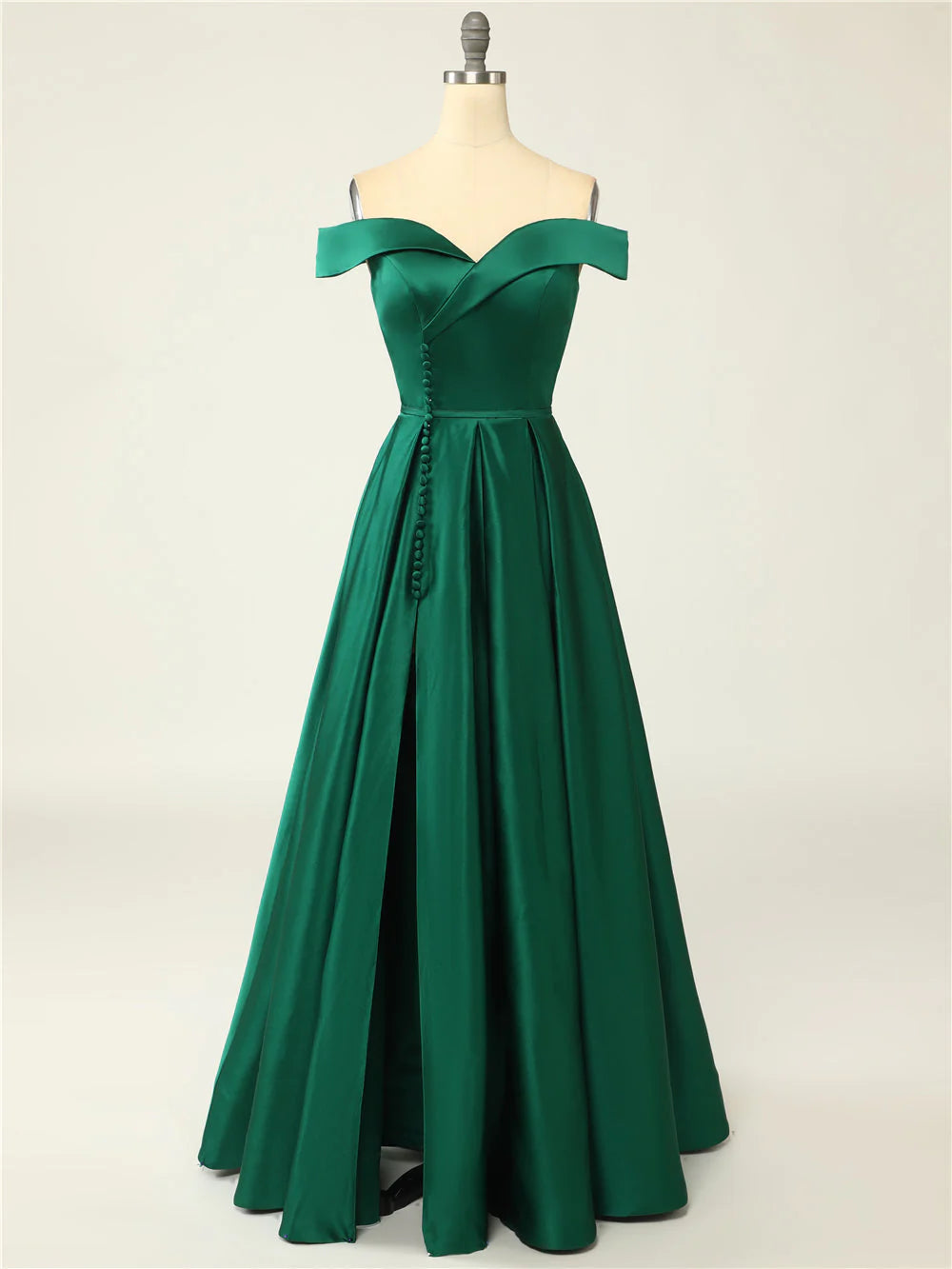 DingJiDress Prom Dresses Sexy A-Line Long Off The Shoulder High Slit Satin