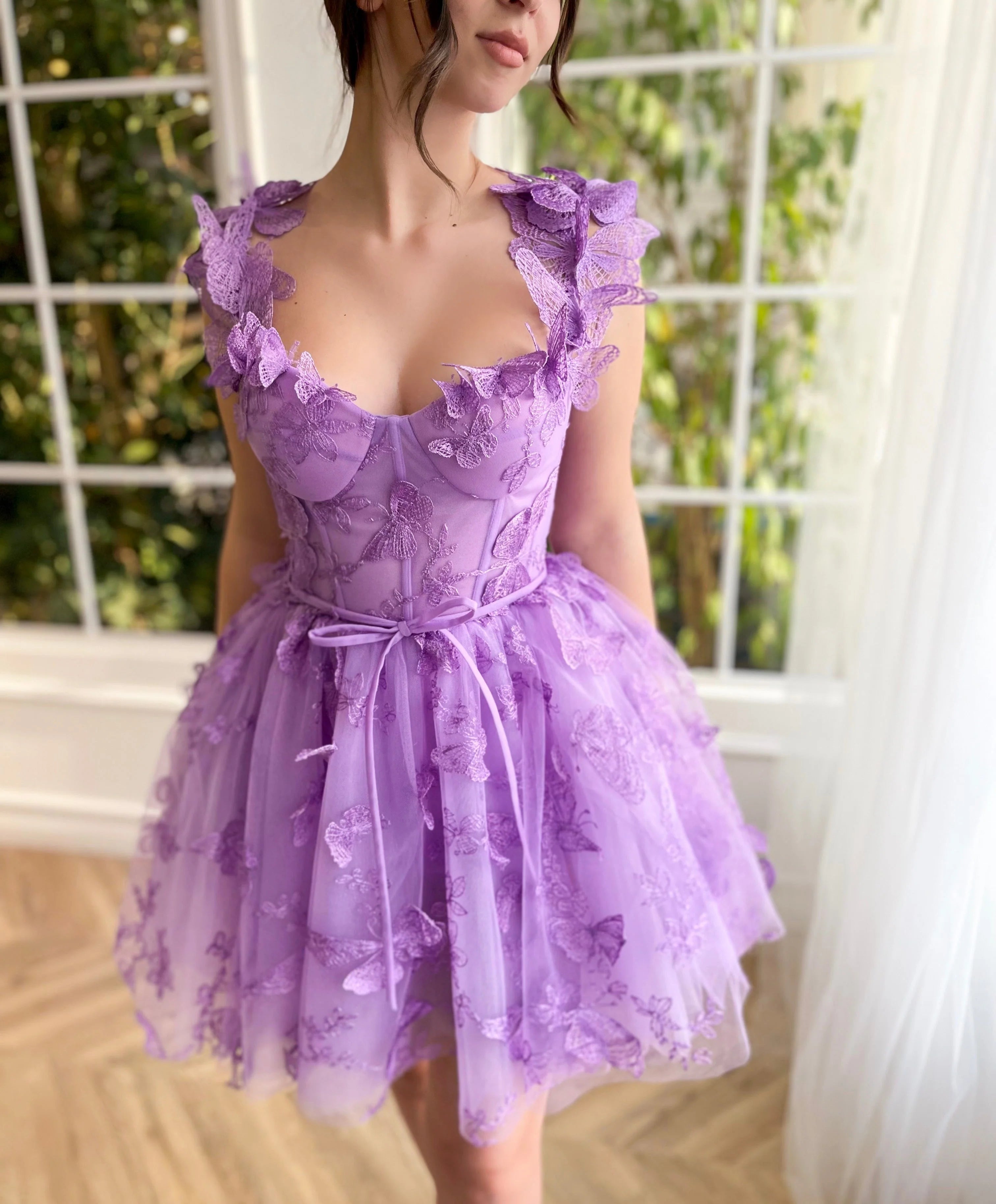Wholesale Spaghetti Straps Butterfly A Line Tulle Butterfly Short/Mini Homecoming Dresses