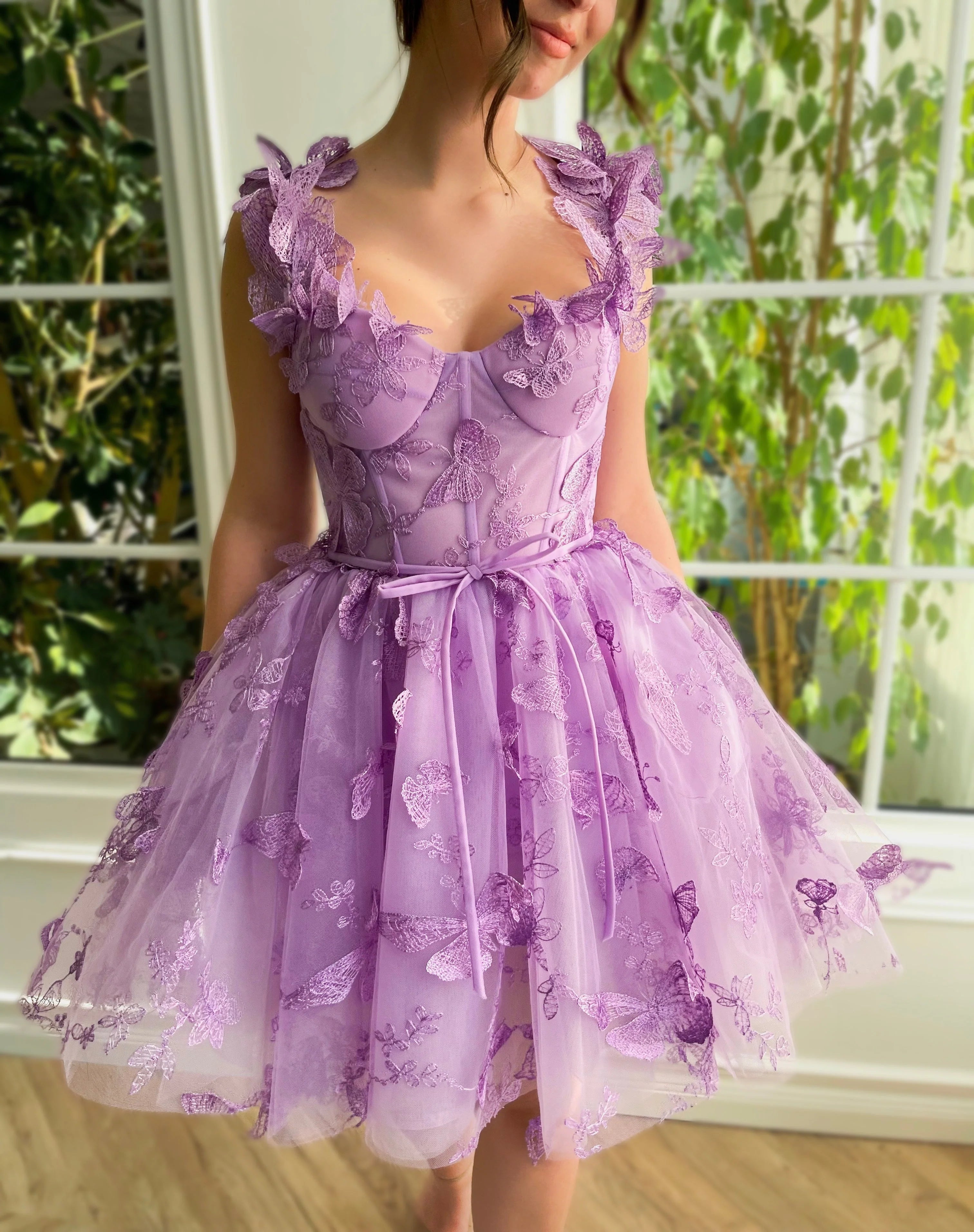 Wholesale Spaghetti Straps Butterfly A Line Tulle Butterfly Short/Mini Homecoming Dresses