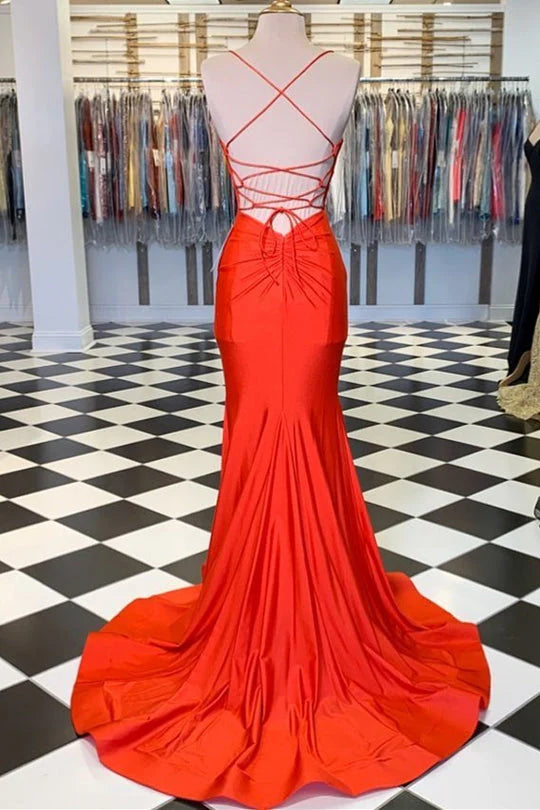 DingJiDress Evening Dresses Straps Floor Length Satin Mermaid Prom Dresses