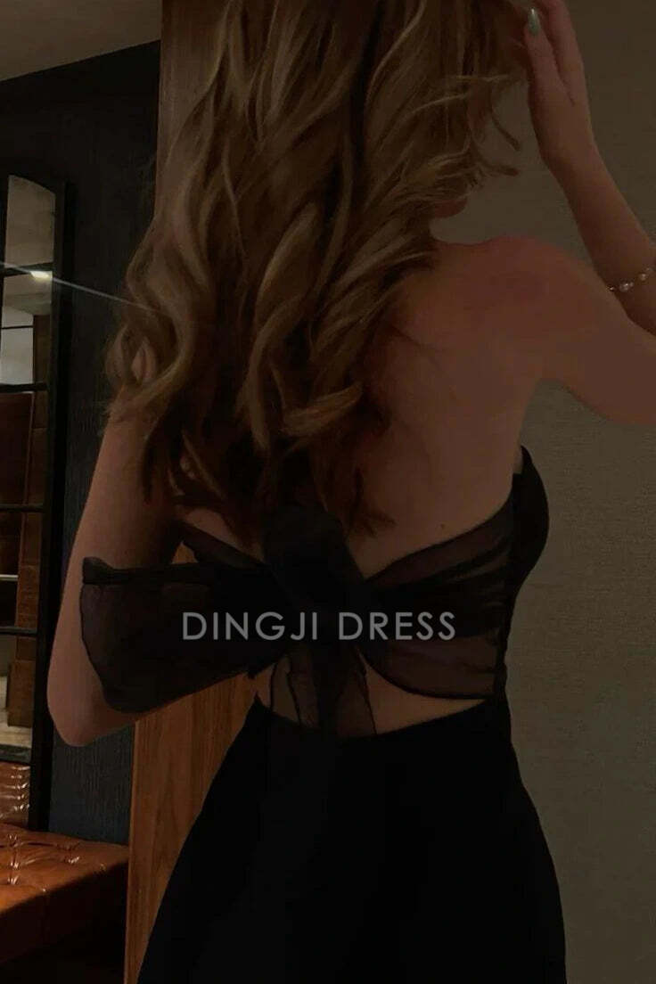 DingJiDress Formal Dress Sexy Sheath Strapless Lace Up Ruched Side Fork Party Charming Prom Dress