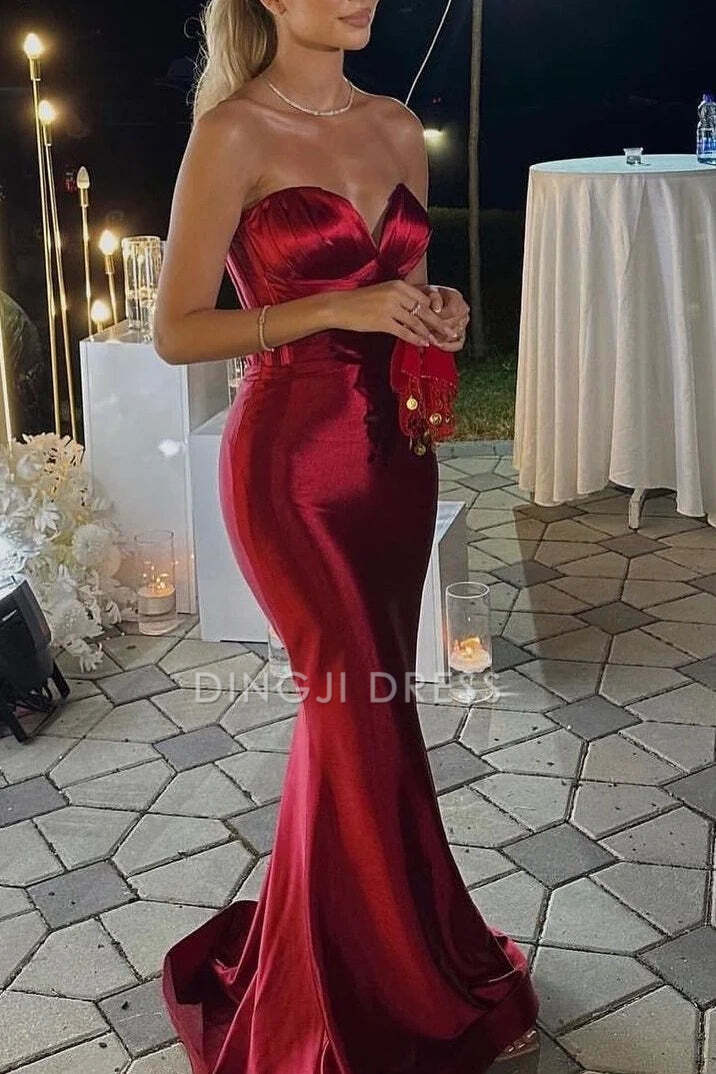 DingJiDress Formal Dress Charming Mermaid Sweetheart Strapless Empire Sexy Prom Dress
