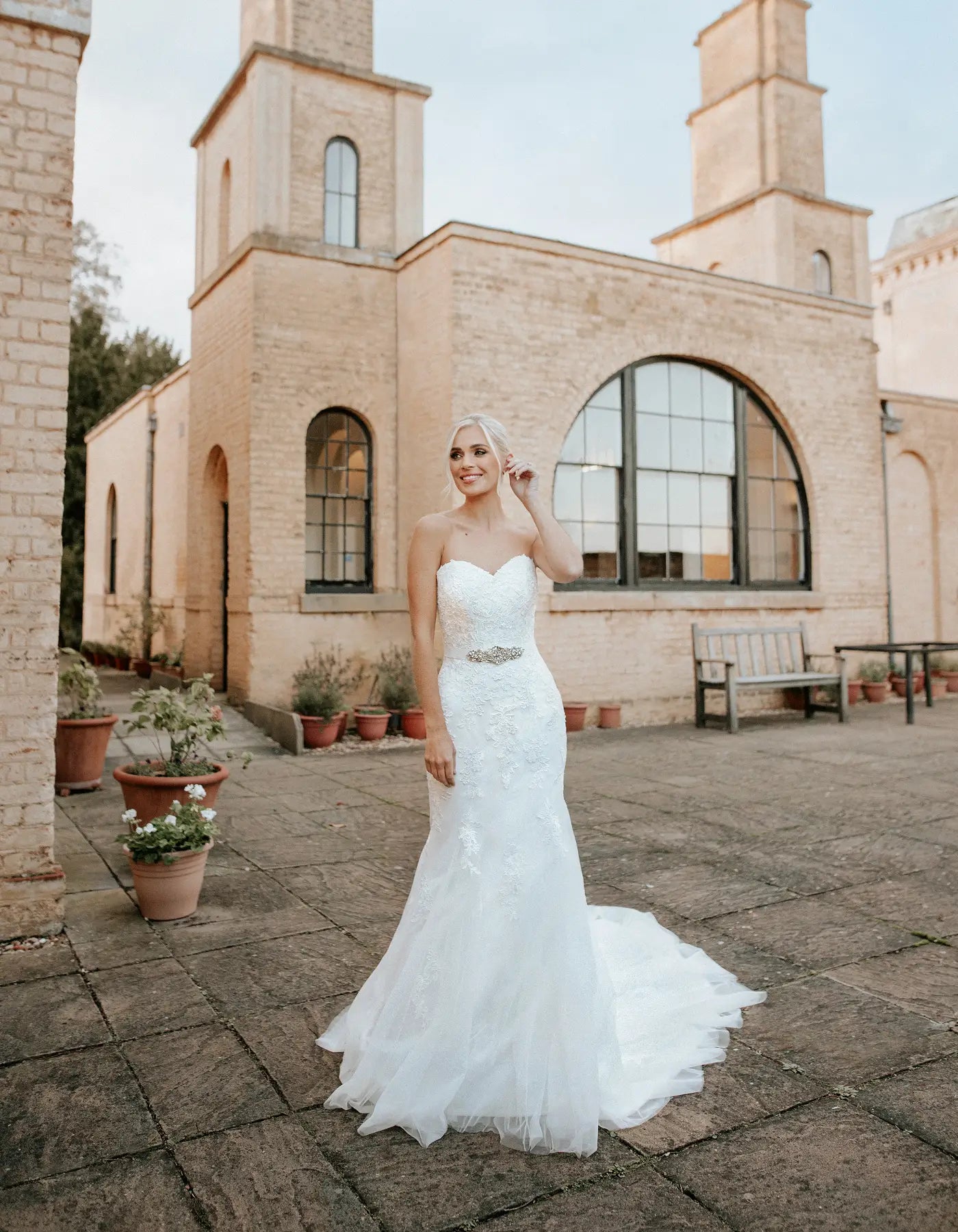 DingJiDress a strapless mermaid gown with floral lace Wedding Dresses