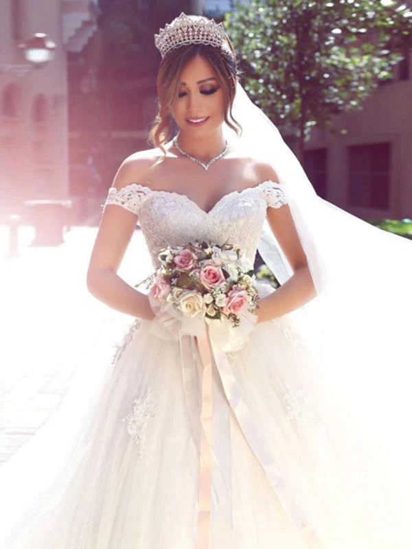 Off The Shoulder Sweetheart Ball Gown Wedding Dresses