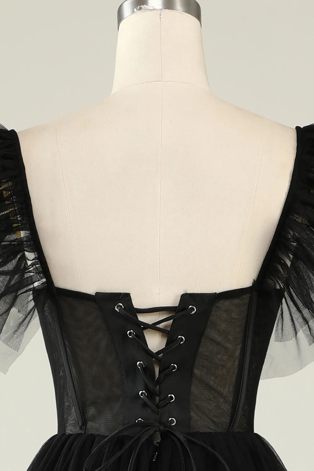 DingJiDress A-Line Tulle Sweetheart Black Cocktail Dress