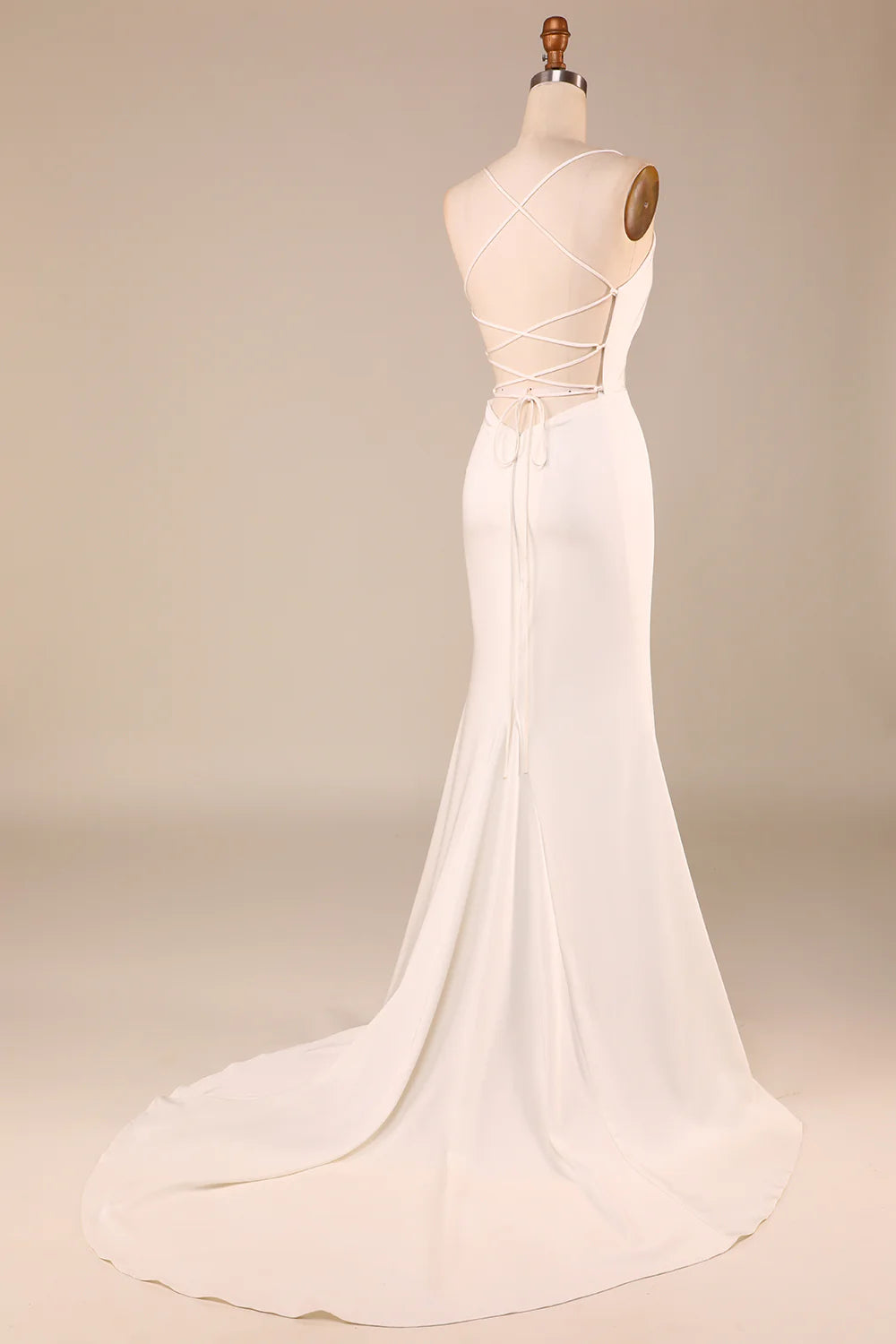 DingJiDress Simple Ivory Mermaid Boho Long Wedding Dress