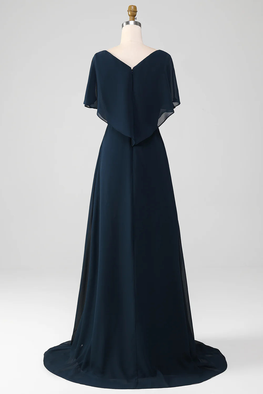 DingJiDress Elegant Navy Asymmetrical Sequins Chiffon Mother of the Bride Dress With Beading December Wedding Guest Dress