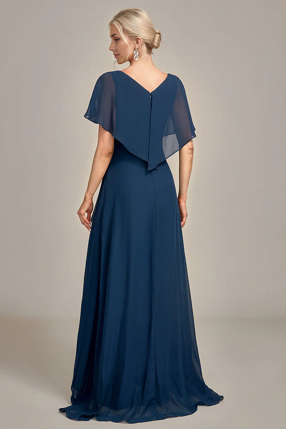 DingJiDress Fashion Navy A-Line Asymmetrical Sequins Mother of the Bride Dress With Beading