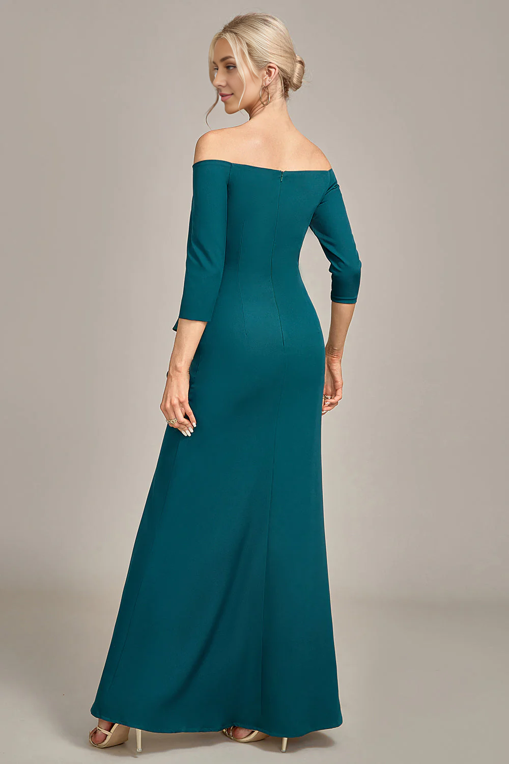DingJiDress Fashion Mermaid Dark Green Off The Shoulder Cascading Ruffled Mother Of The Bride Dress