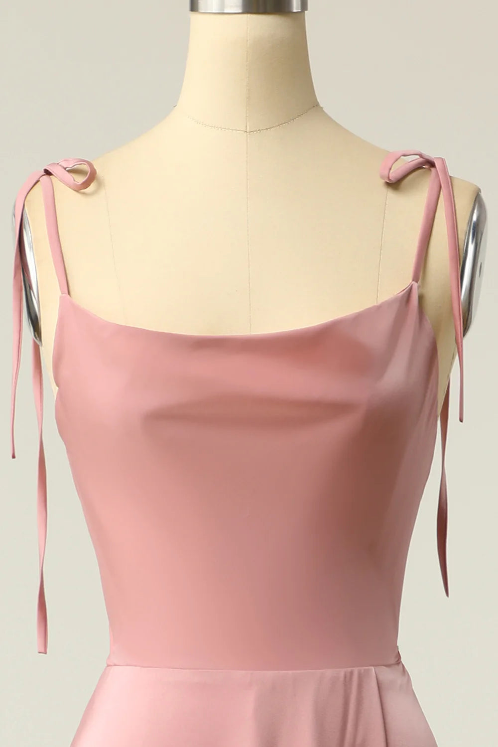 DingJiDress Blush Spaghetti Straps Long Prom Dress with Bowknot