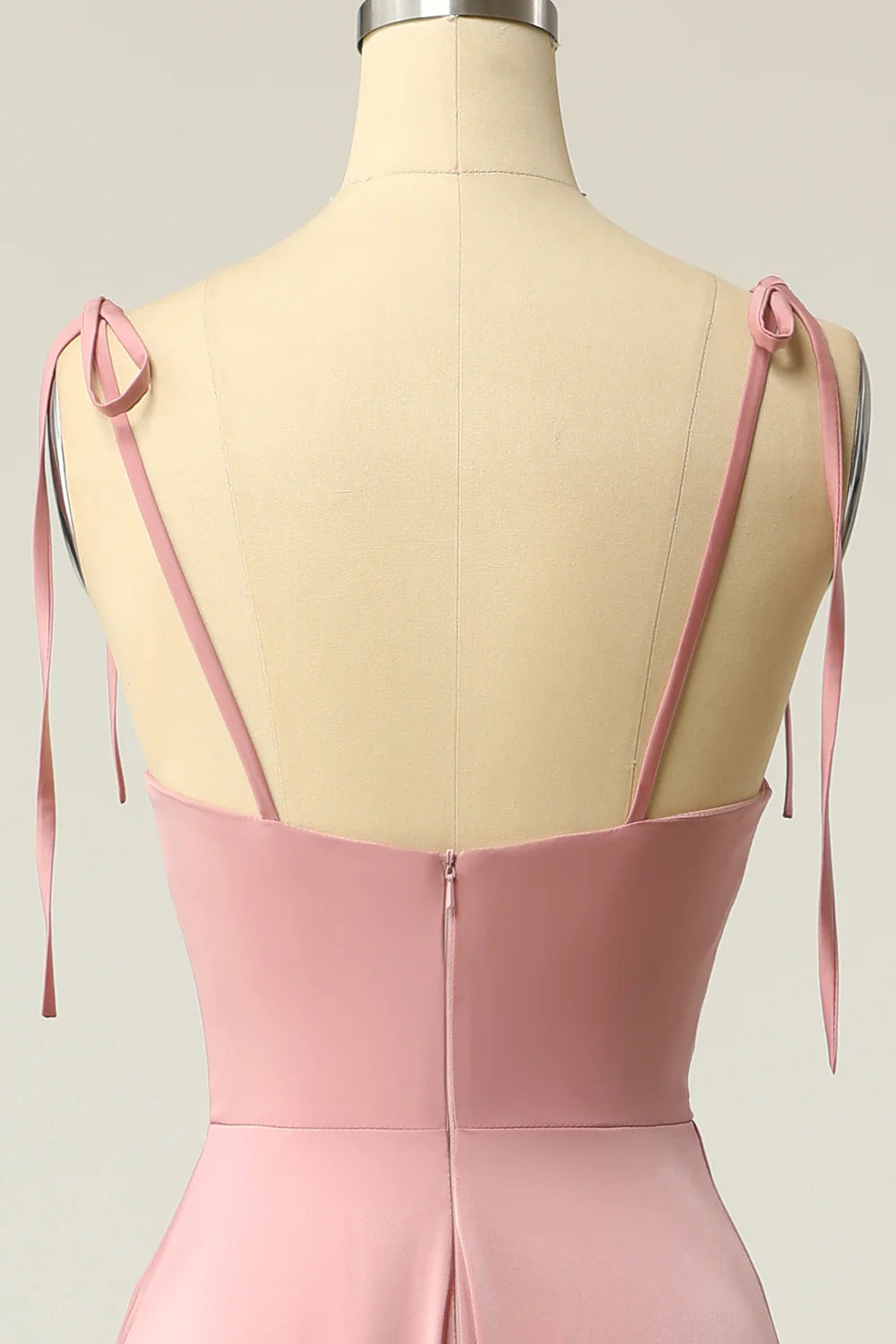 DingJiDress Blush Spaghetti Straps Long Prom Dress with Bowknot