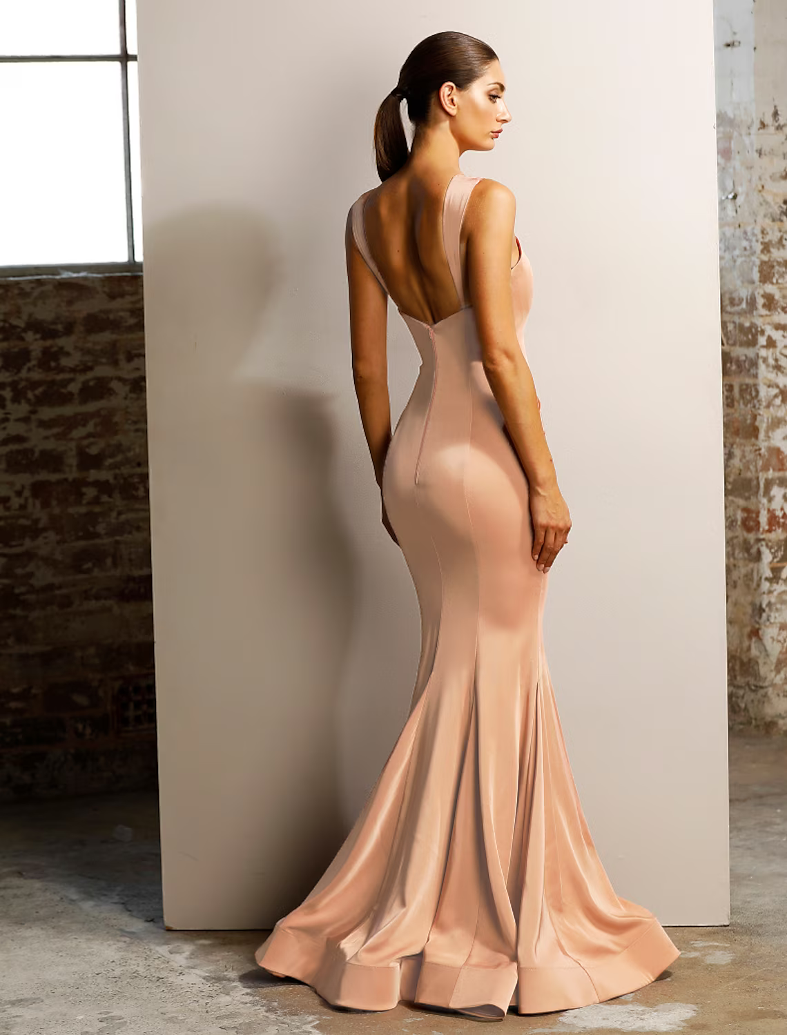 Elegant Engagement Formal Evening Birthday Dress Sleeveless Floor Length Stretch Satin with Ruched