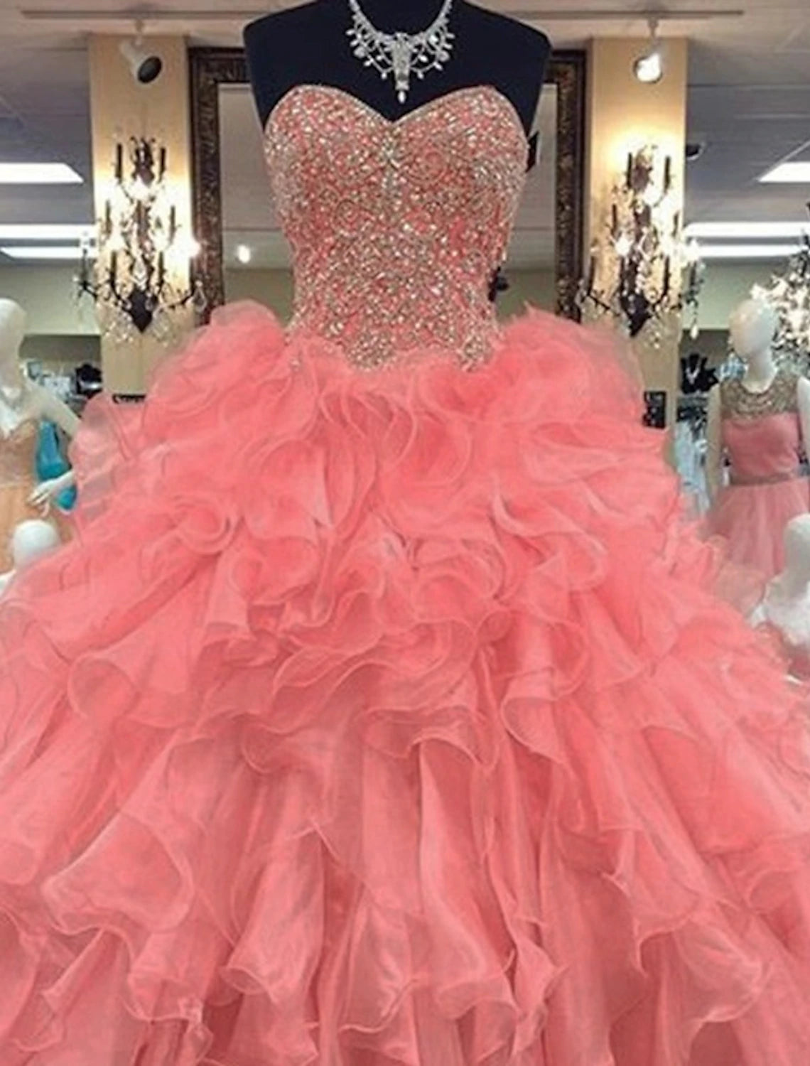 Ball Gown Quinceanera Dresses Sparkle & Shine Dress Wedding Prom Floor Length Sleeveless Strapless Organza with Sequin