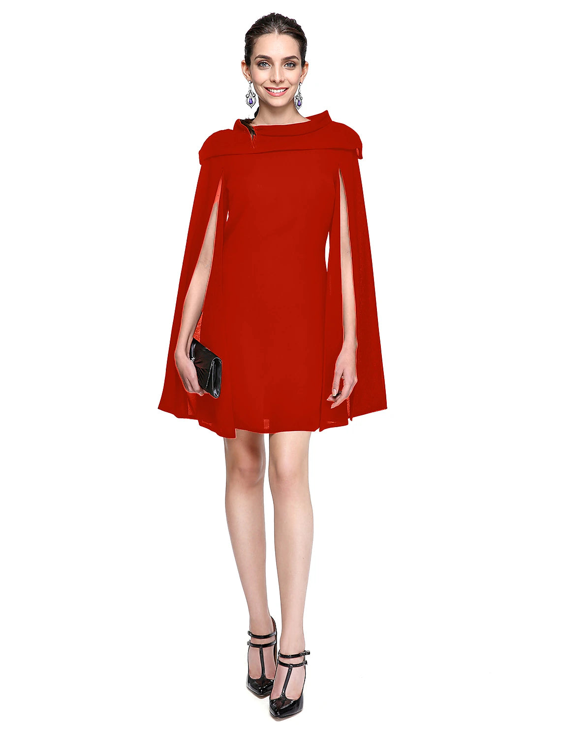 A-Line Little Black Dress Dress Holiday Homecoming Short / Mini Sleeveless Jewel Neck Fall Wedding Guest Chiffon with Pleats