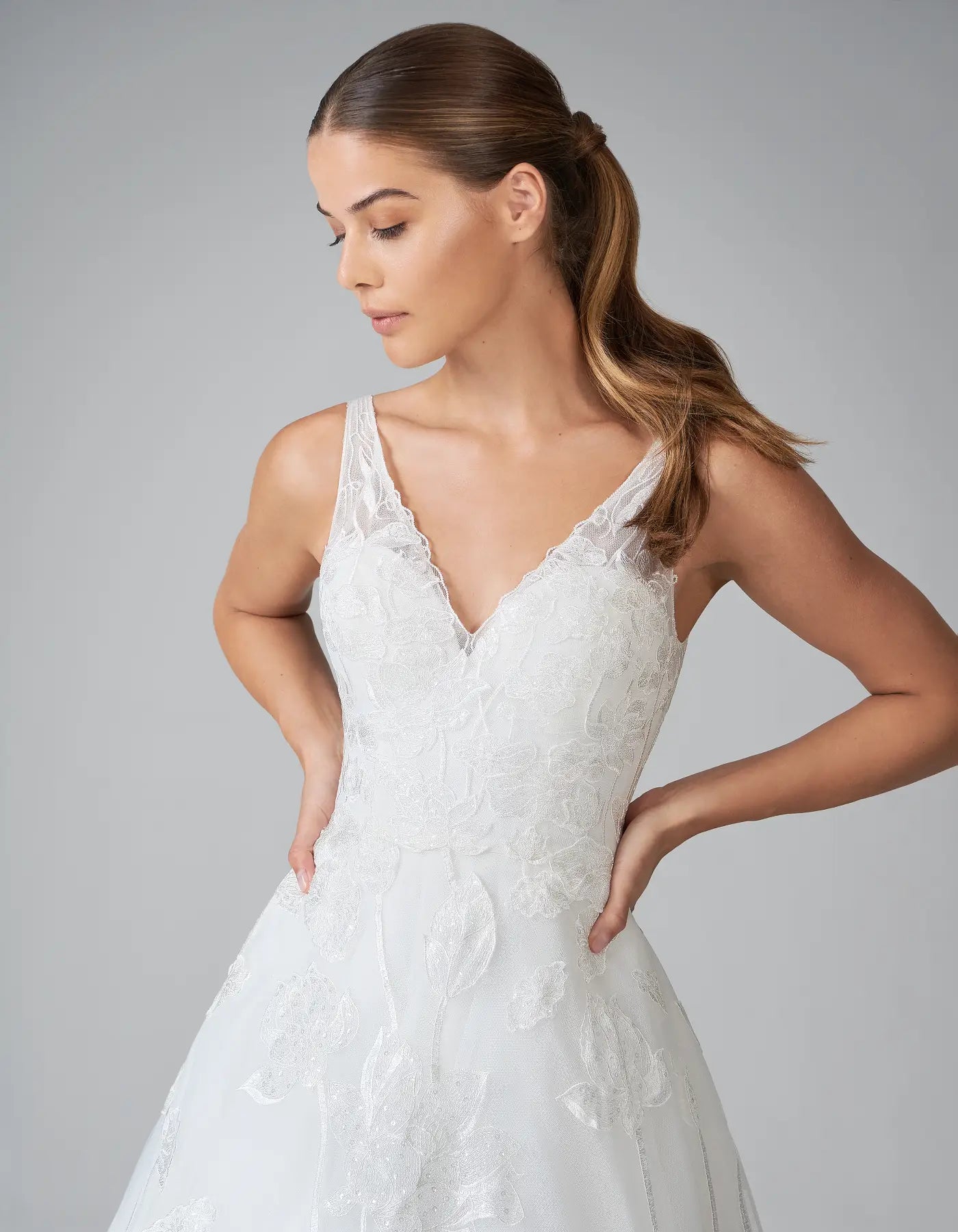 DingJiDress a statement floral lace gown Wedding Dresses