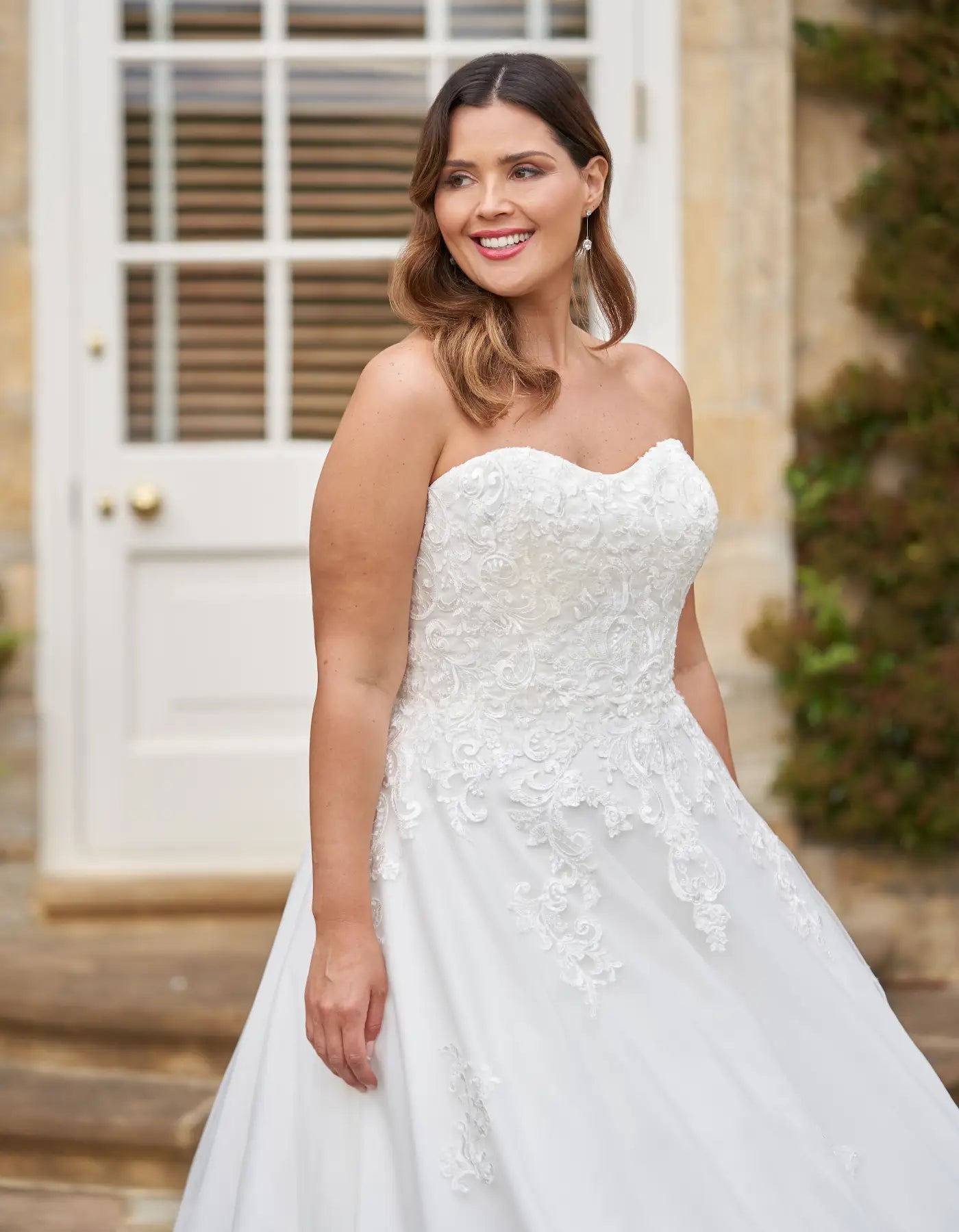 DingJiDress a strapless a-line with lace-up back