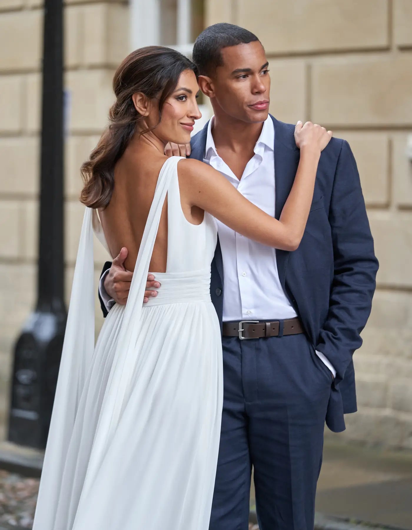 DingJiDress a grecian inspired chiffon gown with shoulder drapes