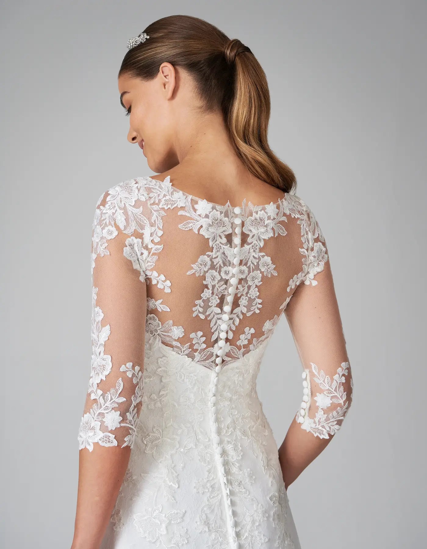 DingJiDress a sparkling gown with lace sleeves Wedding Dresses