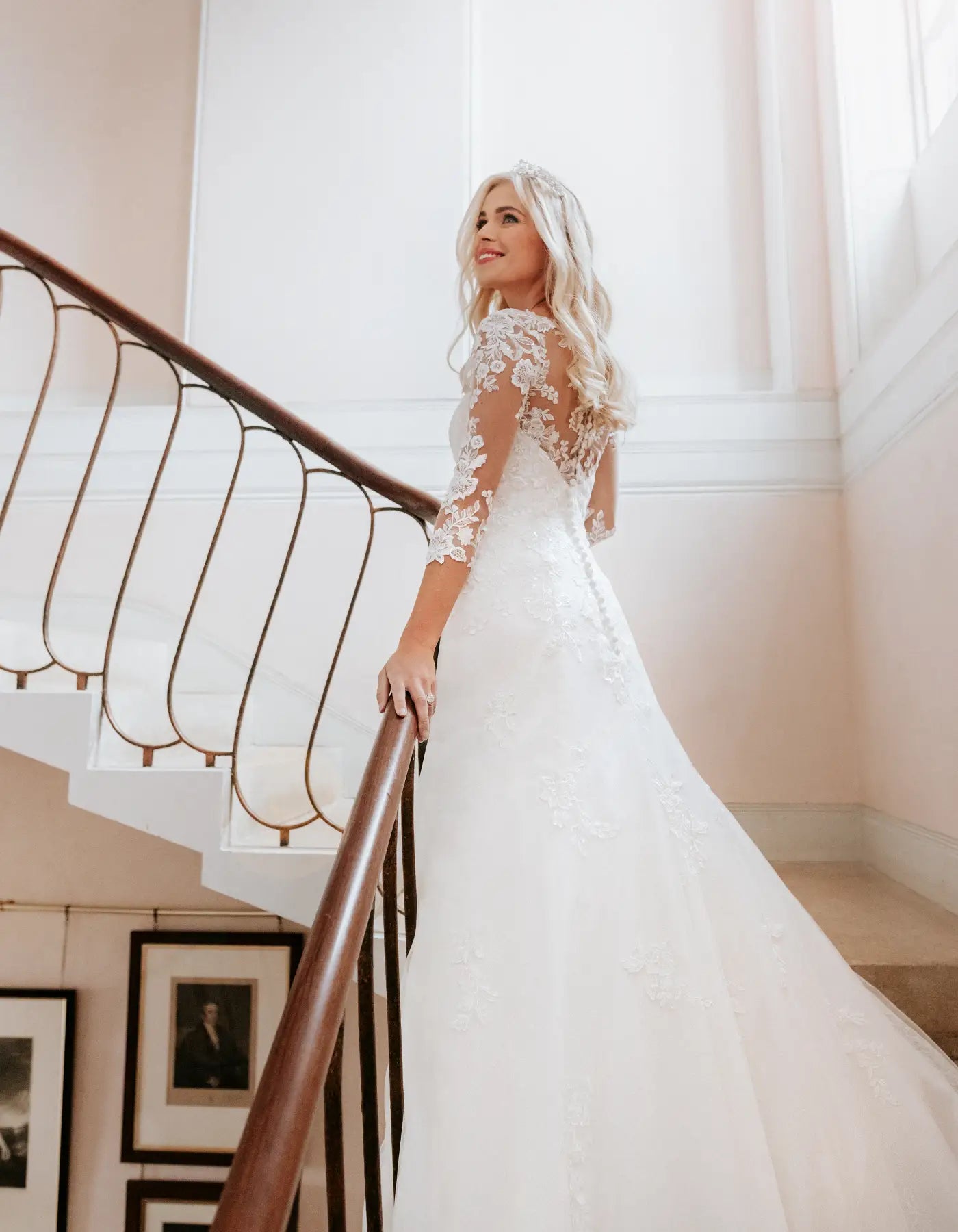 DingJiDress a sparkling gown with lace sleeves Wedding Dresses