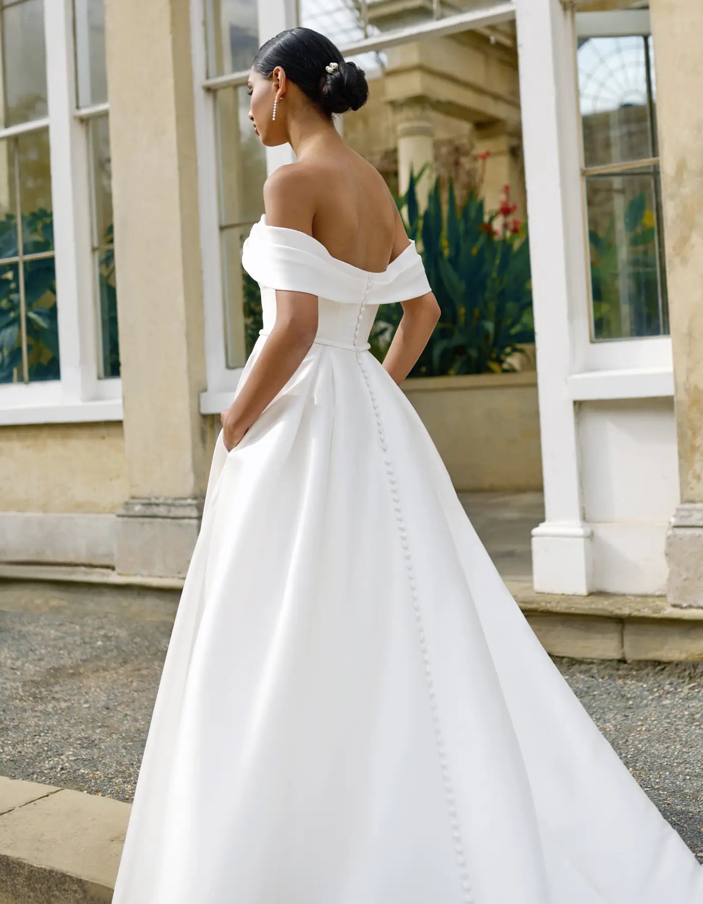 DingJiDress an off-the-shoulder mikado ballgown with pockets