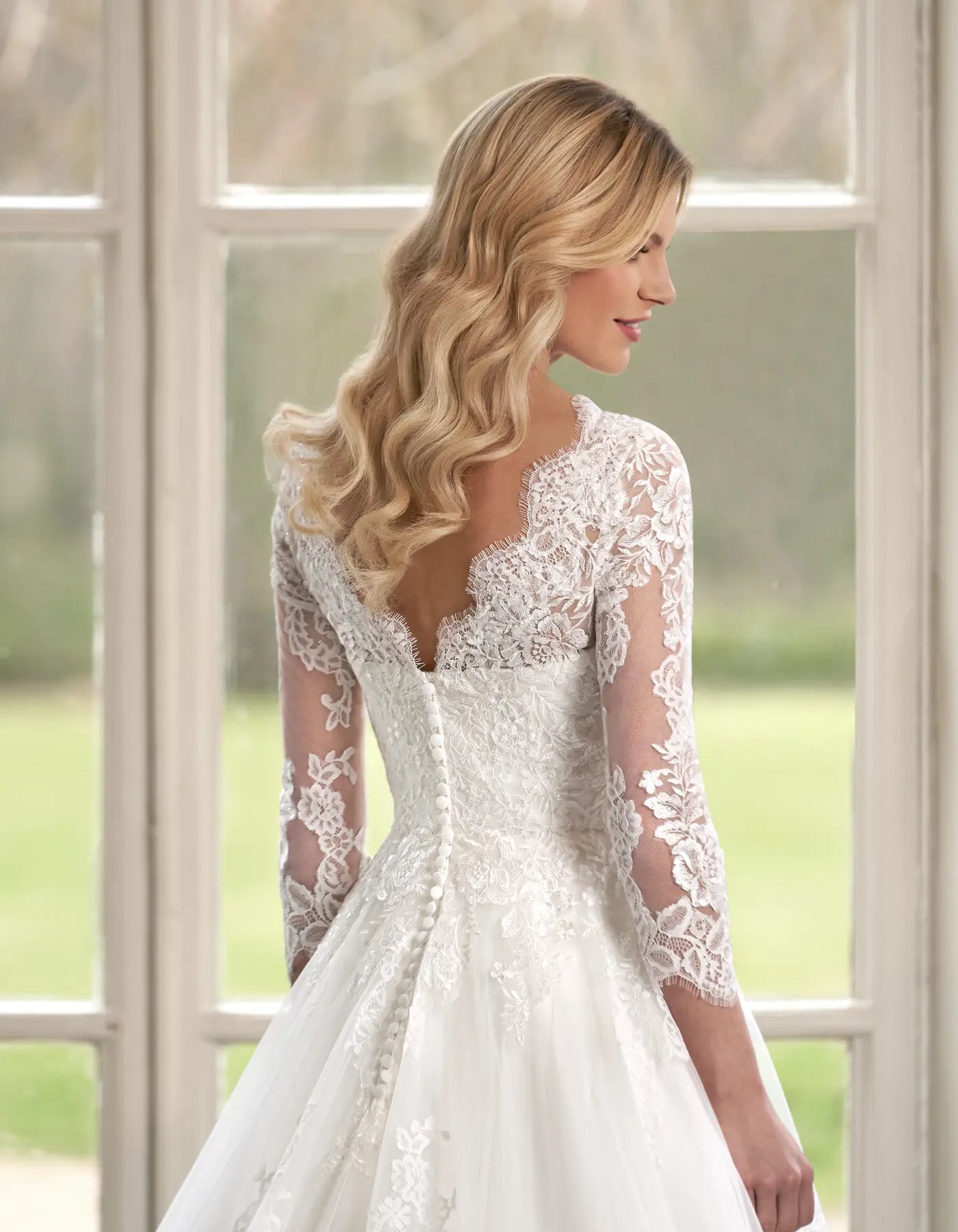 DingJiDress a modest lace a-line with full-length sleeves