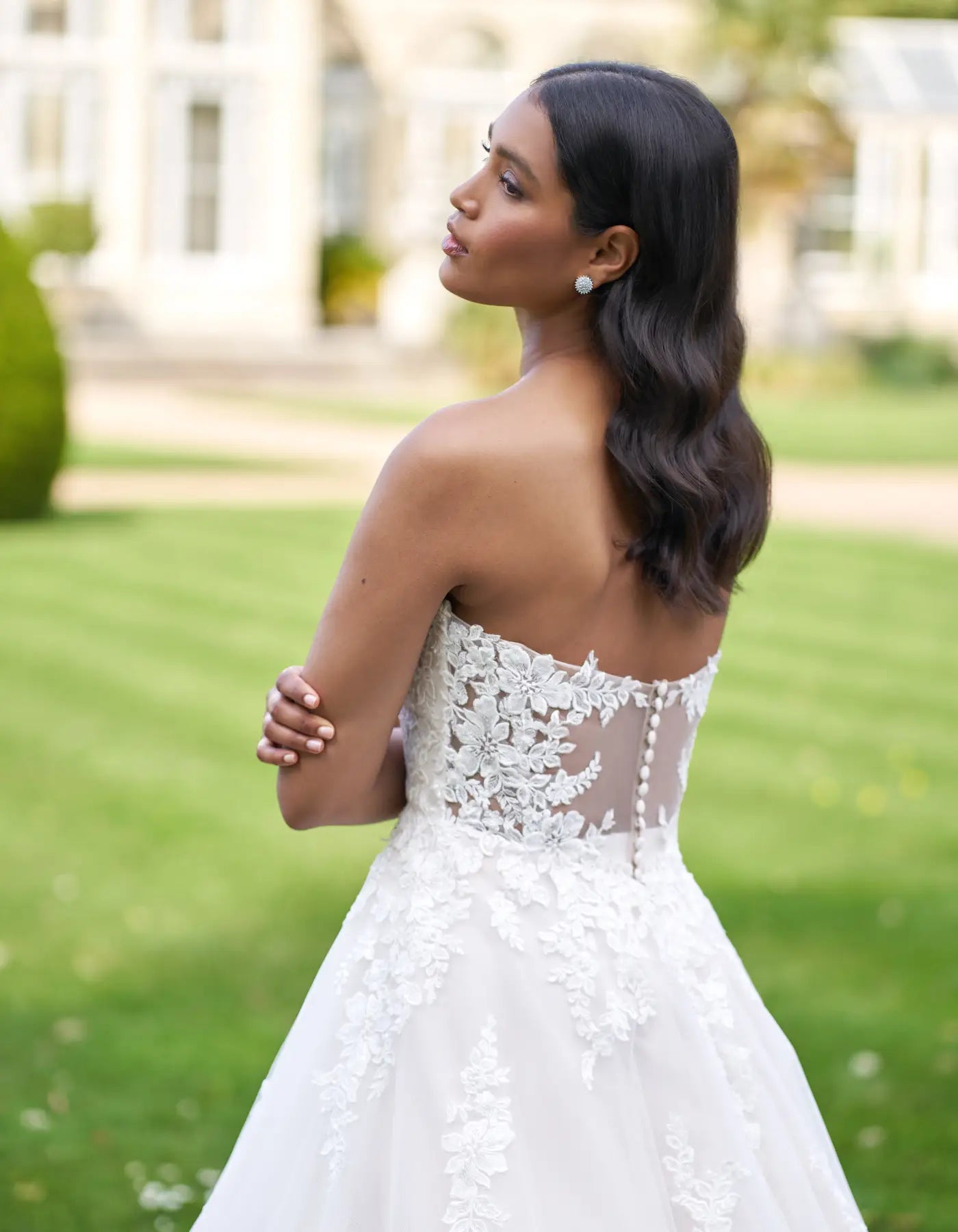 DingJiDress a strapless a-line with illusion back