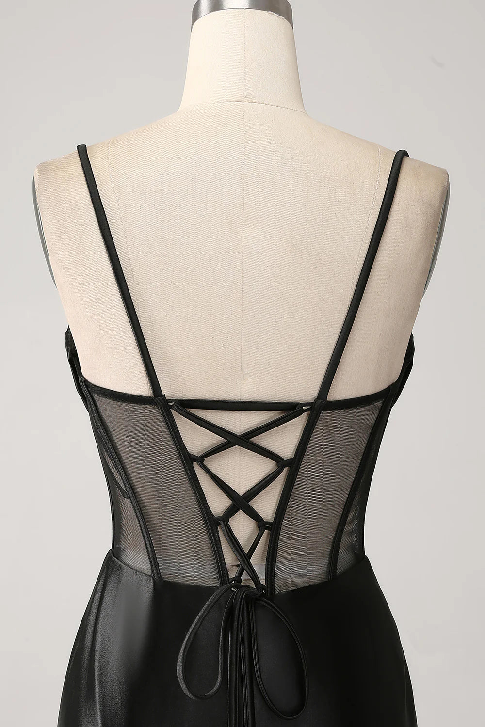 DingJiDress Mermaid Sweetheart Black Satin Long Prom Dress With Beading