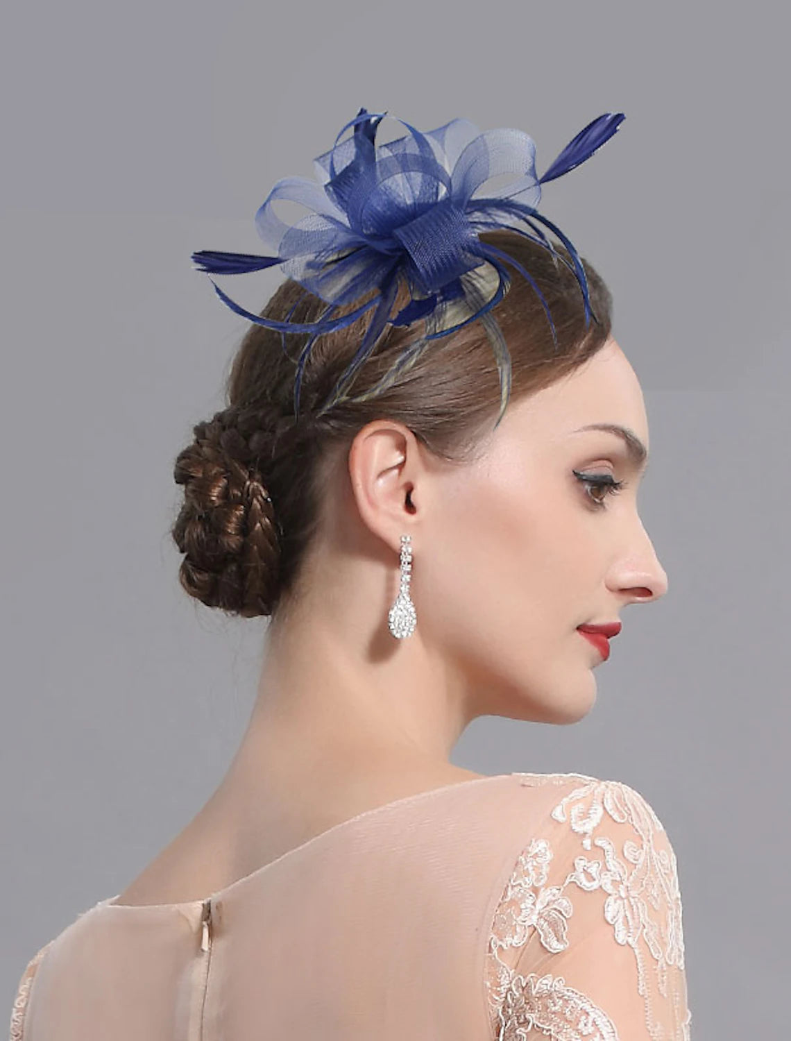 DingJiDress Feather / Net Fascinators / Headwear with Floral 1PC Wedding / Ladies Day / Melbourne Cup Headpiece