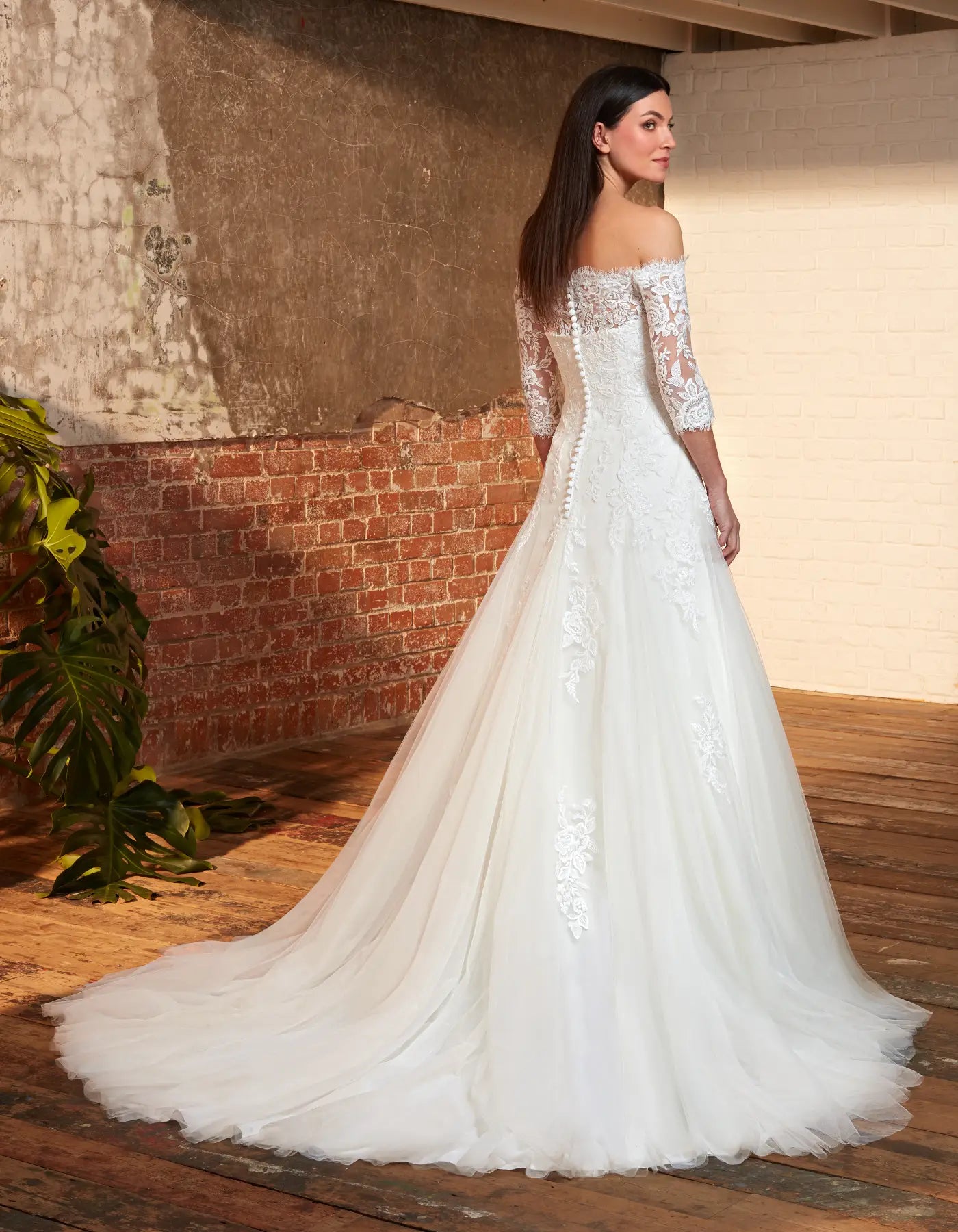 DingJiDress an off-the-shoulder fit and flare with floral lace