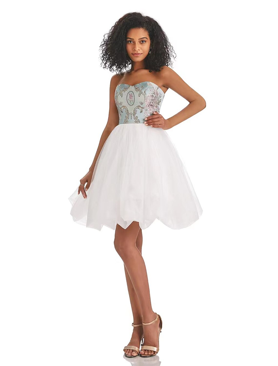 A-Line Homecoming Dresses Color Block Dress Graduation Birthday Short / Mini Sleeveless Strapless Tulle