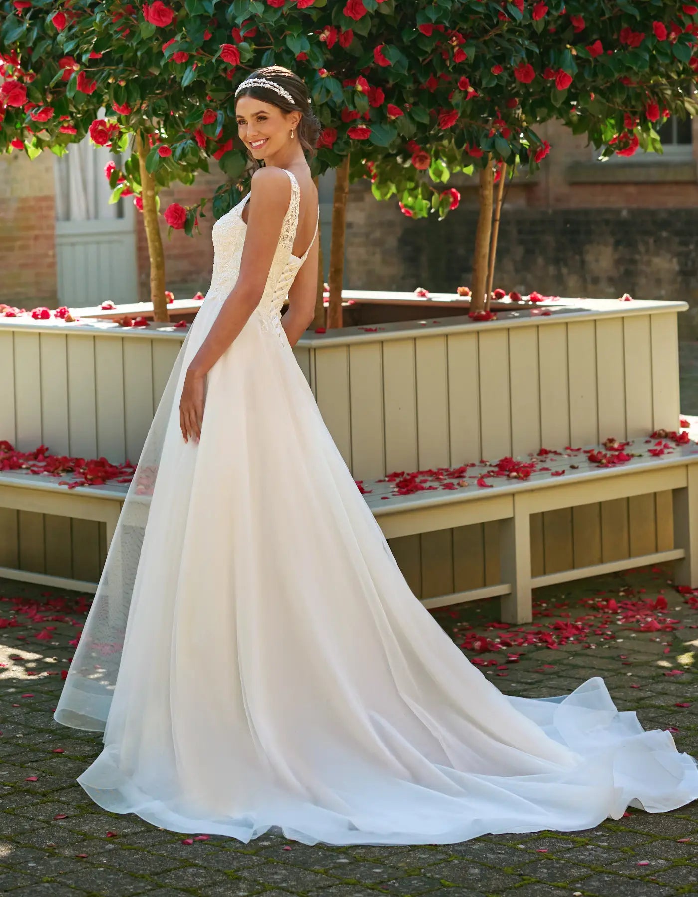 a classic tulle a-line with beaded lace