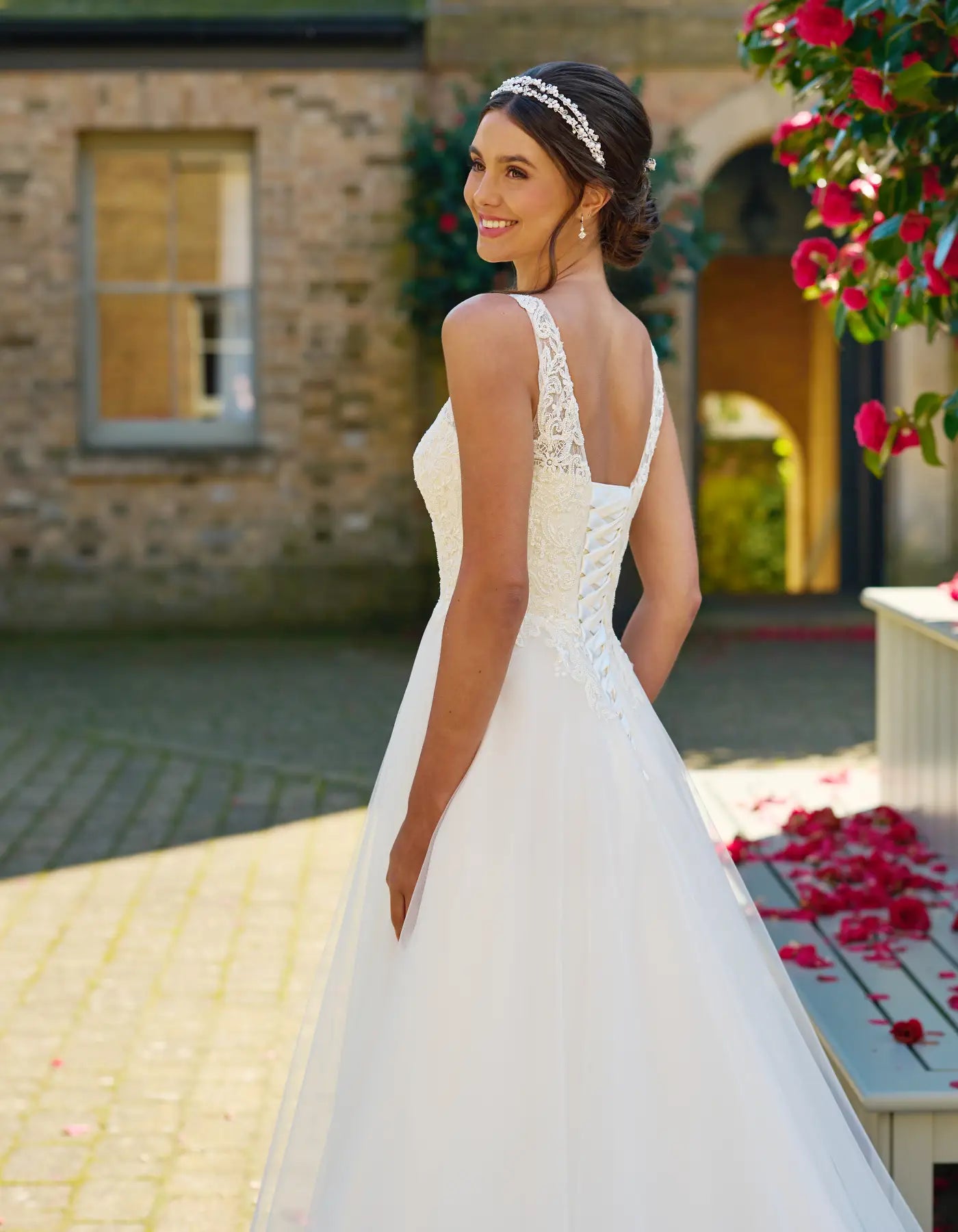 a classic tulle a-line with beaded lace