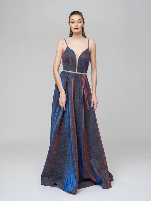 DingJiDress Plunging V Neck Criss Cross Back A Line Prom Dresses