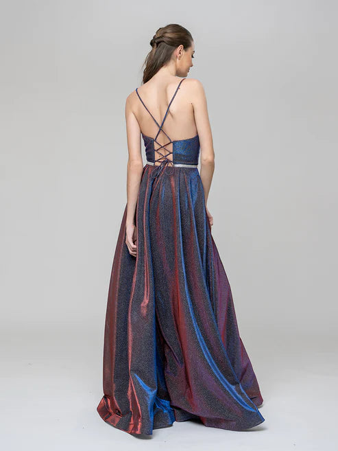 DingJiDress Plunging V Neck Criss Cross Back A Line Prom Dresses