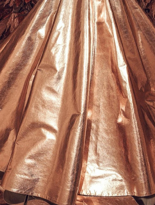 A-Line Evening Gown Celebrity Style Dress Carnival Quinceanera Sweep / Brush Train Short Sleeve Off Shoulder The Great Gatsby PU with Glitter