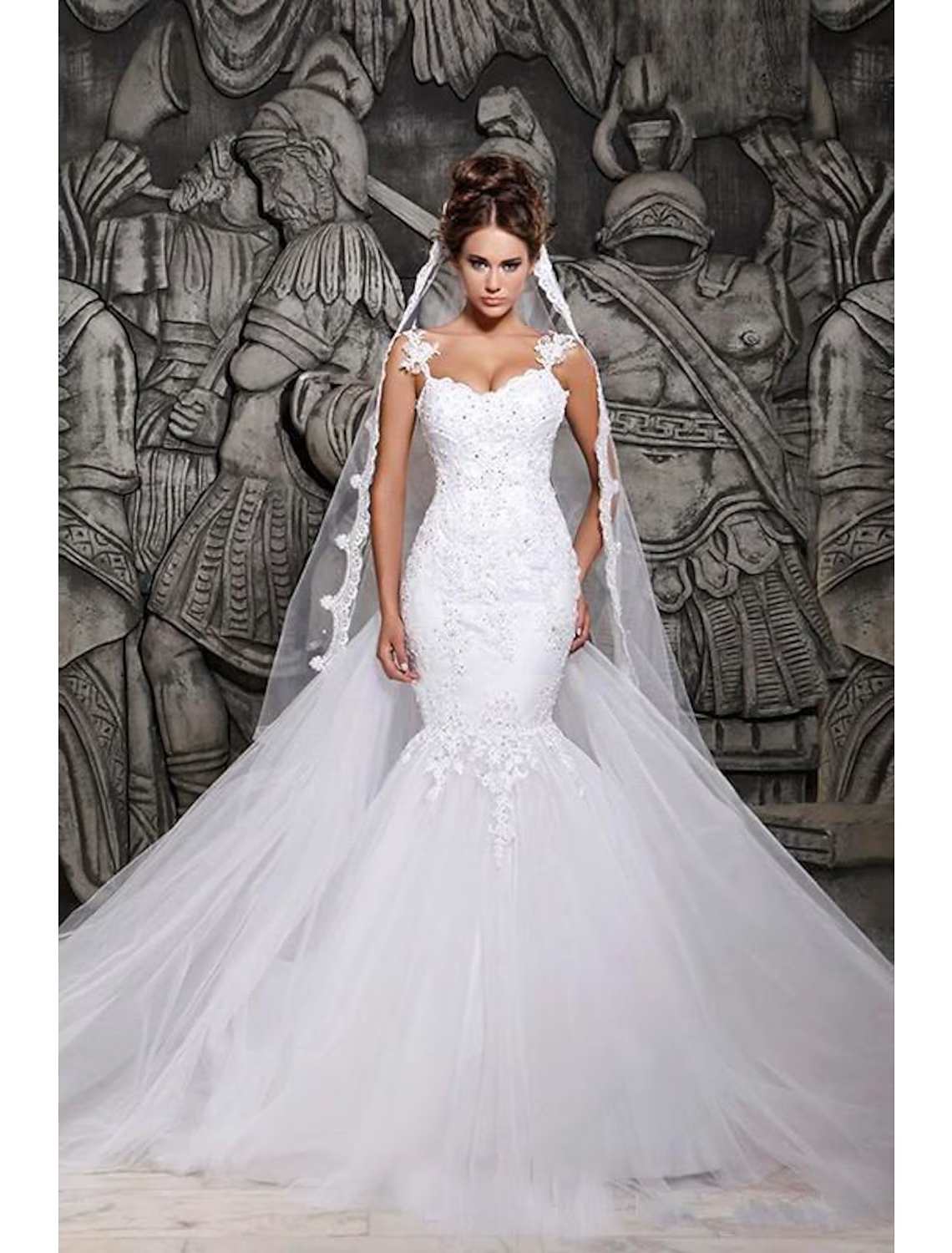 Engagement Open Back Formal Wedding Dresses Court Train Strap Strapless Lace