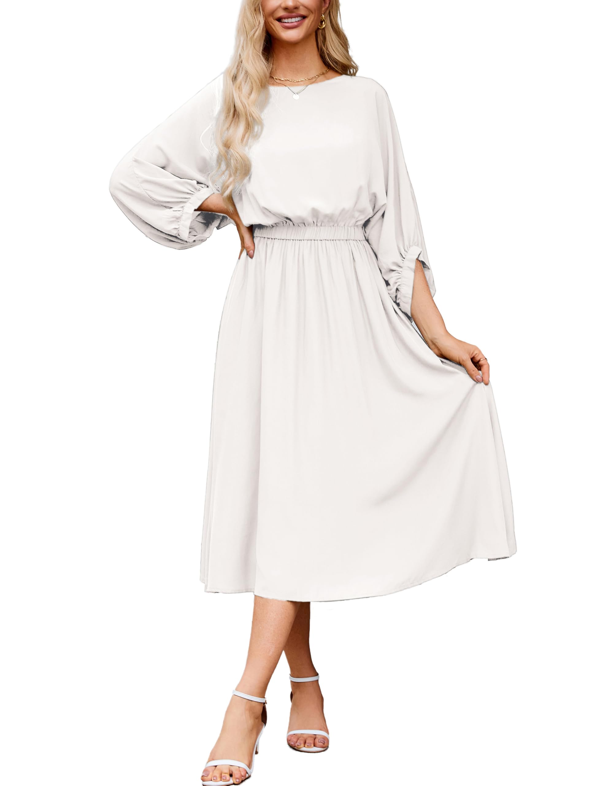 Mother of the Bride or Groom Dresses Women's Casual Dresses Batwing 3/4 Sleeve Elegant Dress Formal Dress Wedding Guests Dresses