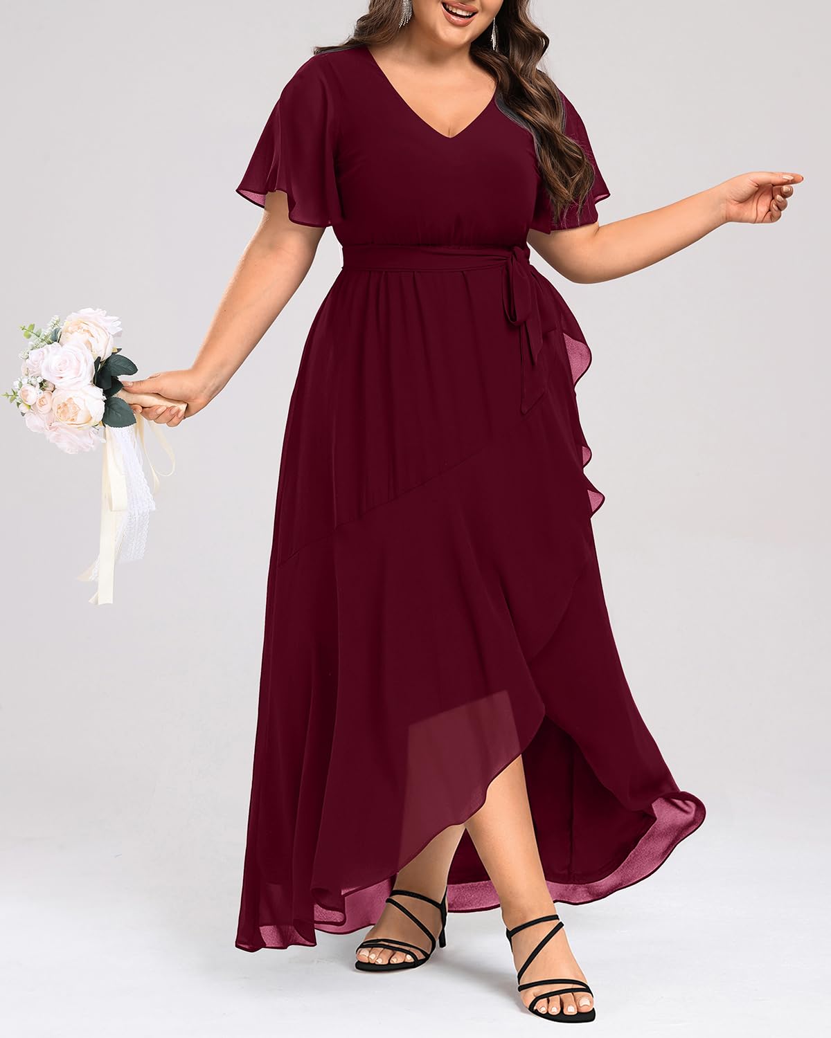 DingJiDress Mother of the Groom / Bride Dresses Womens Plus Size Long Dress Chiffon High Low Split Ruffle Formal Dresses Wedding Guest Dress