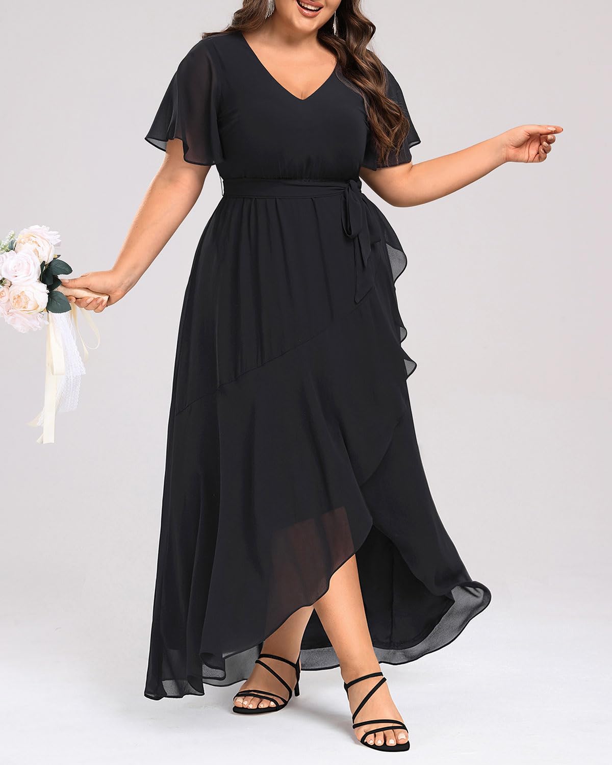 DingJiDress Mother of the Groom / Bride Dresses Womens Plus Size Long Dress Chiffon High Low Split Ruffle Formal Dresses Wedding Guest Dress