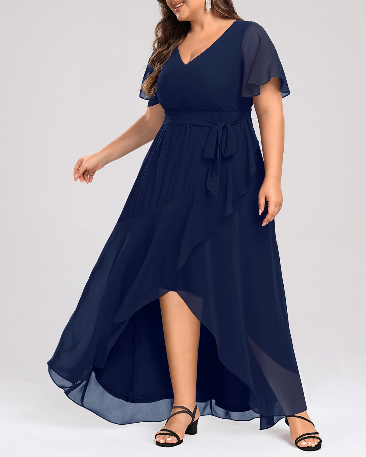 DingJiDress Mother of the Groom / Bride Dresses Womens Plus Size Long Dress Chiffon High Low Split Ruffle Formal Dresses Wedding Guest Dress