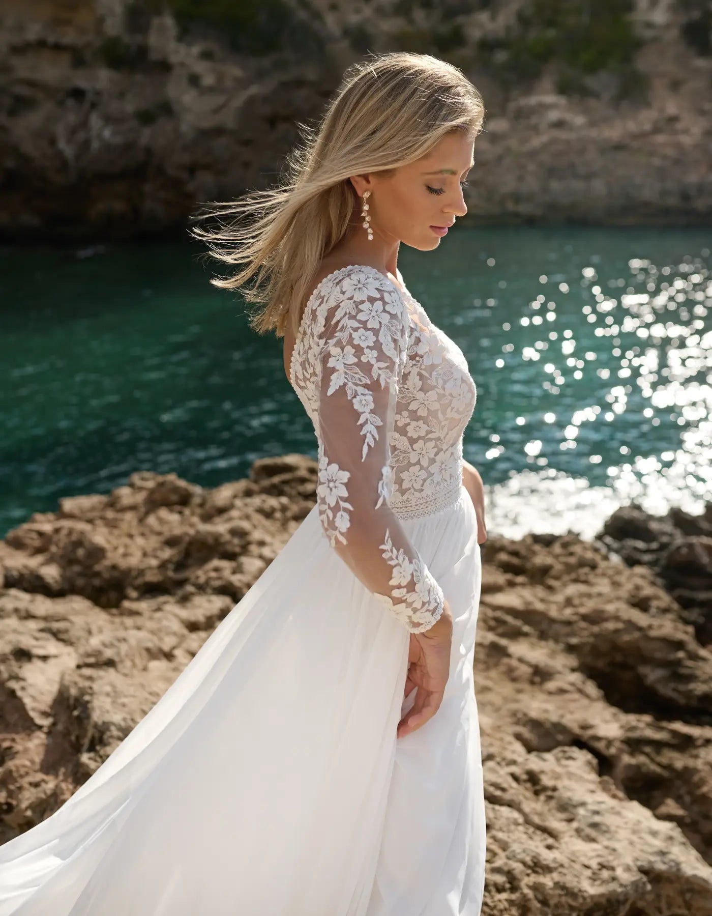 DingJiDress a boho wedding dress with long sleeves