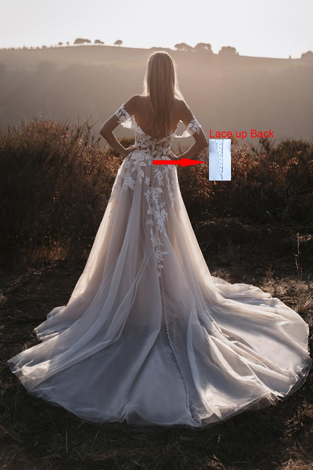DingJiDress Wedding Dress Sexy V Neck Slit Lace Applique Bridal Backless Formal Women's Dresses